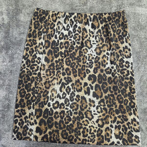 Chicos Leopard Print Mini Pencil Skirt Stretch Size 2 Large